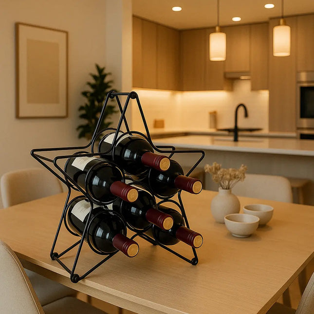 Star Design Wrought Iron Wine Rack – Freestanding & Tabletop
