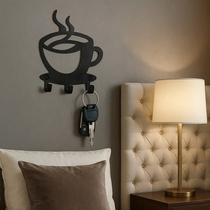 Coffee Cup Shaped Wall Mounted Key Holder –