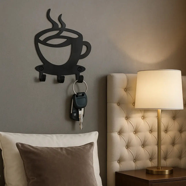 Coffee Cup Shaped Wall Mounted Key Holder –