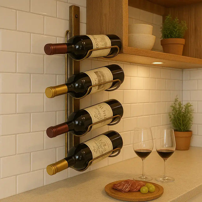 Wall-Mounted 4-Bottle Wine Rack – Bronze Finish