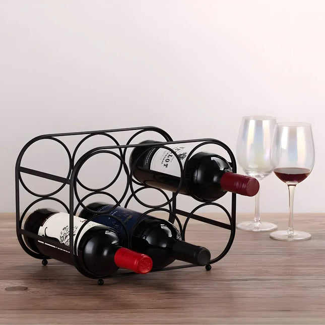 6-Bottle Wrought Iron Tabletop Wine Rack – Stylish,