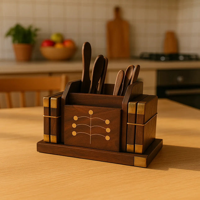 RusticRoot Pen & Coaster Cradle