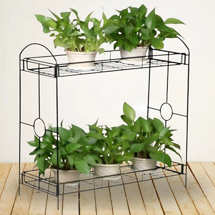 2-Tier Metal Plant Stand – Indoor & Outdoor Flower Pot