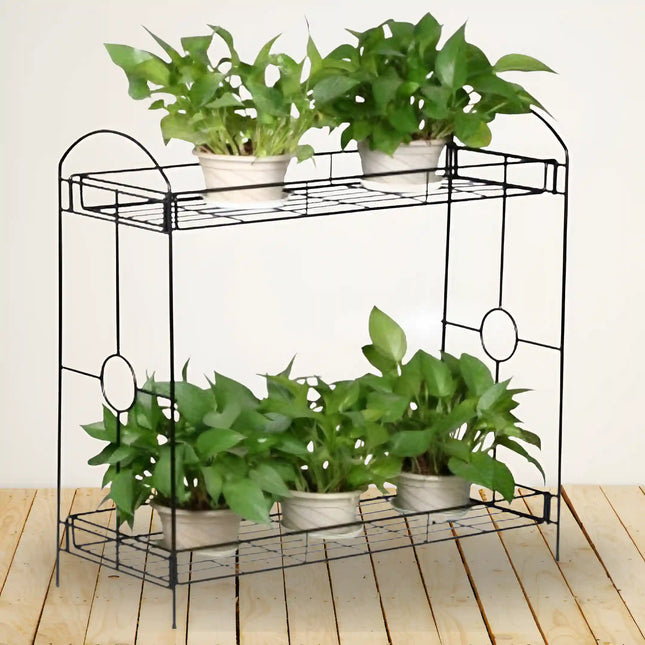 2-Tier Metal Plant Stand – Indoor & Outdoor Flower Pot