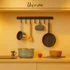 Decorme Wall Mounted Iron Kitchen Rail –  Utensil Rack with 10 S Hooks (Black)