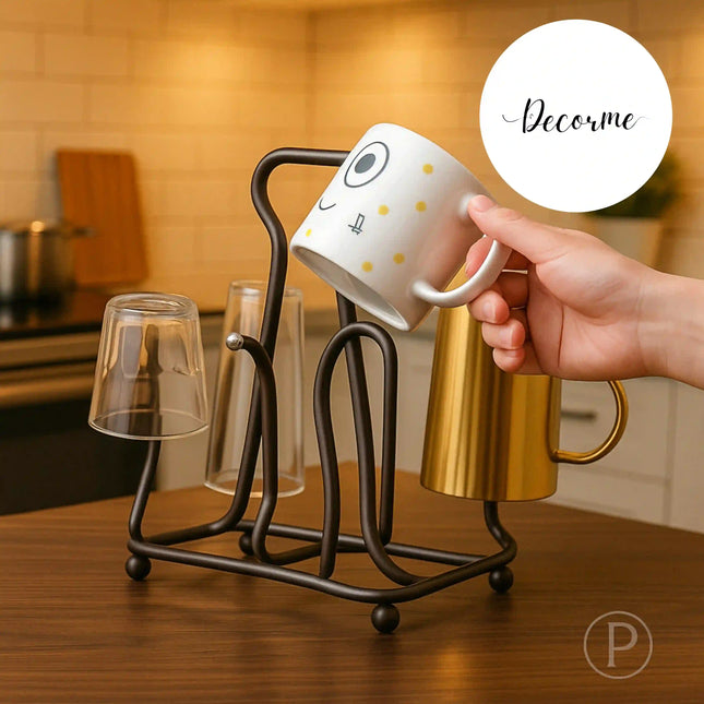 Decorme Cast Iron Glass Stand – 6-Cup Rectangle Tumbler