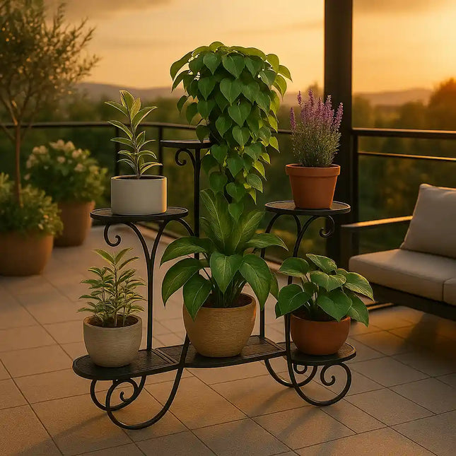6-Tier Metal Plant Stand – Multi-Tier Flower Pot Holder for Balcony