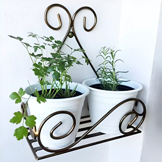 Leafy Tales Iron Plant Holder Stand – Galvanized Metal (Pack of 2, Black)