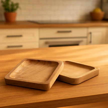 GrainGlow Square Wooden Plates