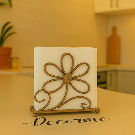 Golden Petal Tissue Stand – Vintage Flower Design