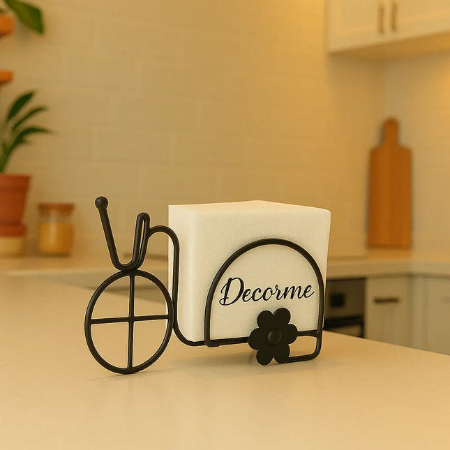 Black Iron Rickshaw Napkin Holder – Handmade Table Decor