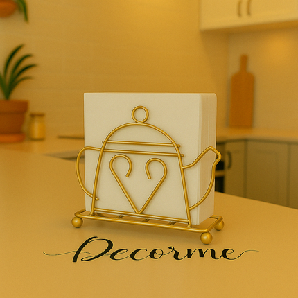 Victorian Tea Kettle Napkin Stand – Luxe Gold Decor
