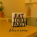 Eat Love Party Iron Tissue Stand – Floral Black Napkin Holder