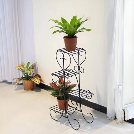 4-Pot Metal Plant Stand – Multi-Level Wrought Iron