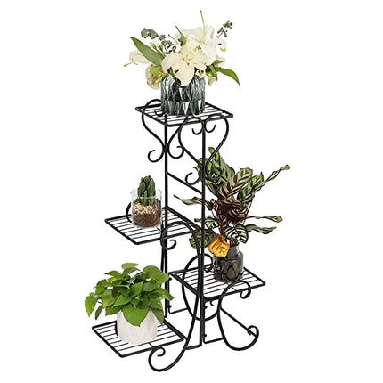 4-Pot Metal Plant Stand – Multi-Level Wrought Iron
