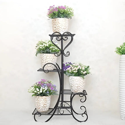 4-Pot Metal Plant Stand – Multi-Level Wrought Iron
