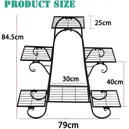 6-Tier Metal Plant Stand – Multi-Tier Flower Pot Holder for Balcony