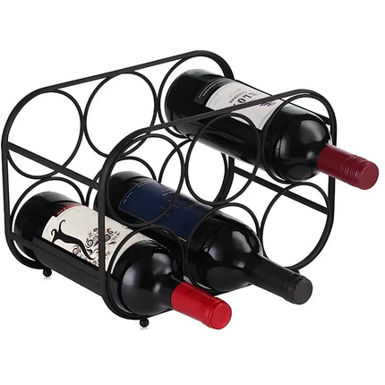 6-Bottle Wrought Iron Tabletop Wine Rack – Stylish,