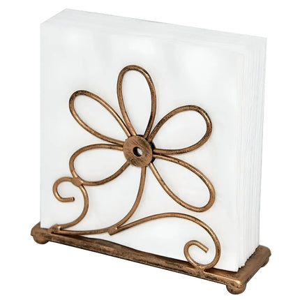 Golden Petal Tissue Stand – Vintage Flower Design