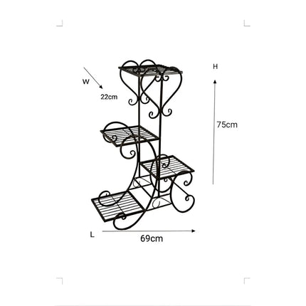 4-Pot Metal Plant Stand – Multi-Level Wrought Iron