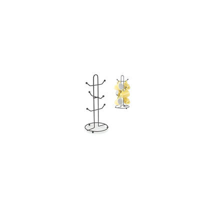 Decorme Black Chrome Steel Mug Tree – 6 Hook Countertop Mug Holder
