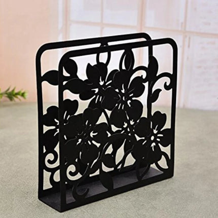 Black Iron Flower Napkin Holder – Elegant Tabletop Tissue Stand