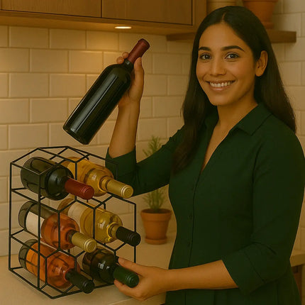 Hexagon Design Wrought Iron Wine Rack