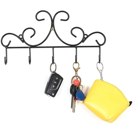 Punch-Free Over-the-Door Iron Hook Rack – 5 Hooks for Clothes,