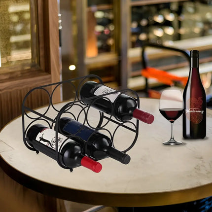 6-Bottle Wrought Iron Tabletop Wine Rack – Stylish,