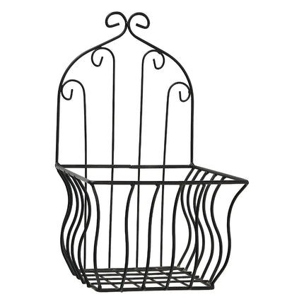 French Country Wall Baskets – Set of 2 Crested Arabesque Curled Iron Plant Holders