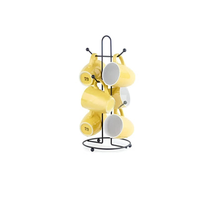 Decorme Black Chrome Steel Mug Tree – 6 Hook Countertop Mug Holder