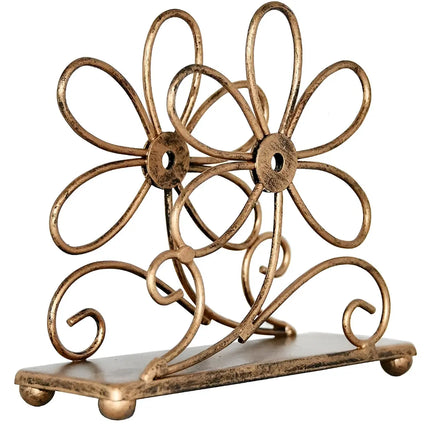 Golden Petal Tissue Stand – Vintage Flower Design