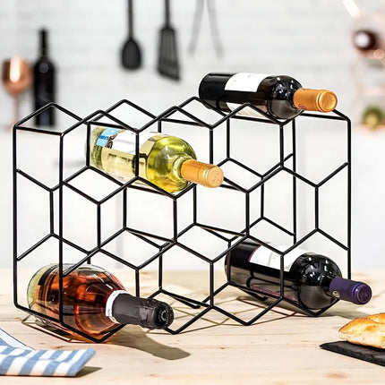 Hexagon Design Wrought Iron Wine Rack