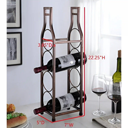 Decorme 4-Bottle Wrought Iron Tabletop Wine Rack.