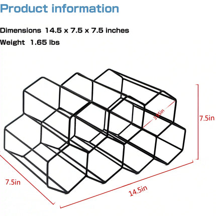 7-Bottle Honeycomb Design Wrought Iron Wine Rack