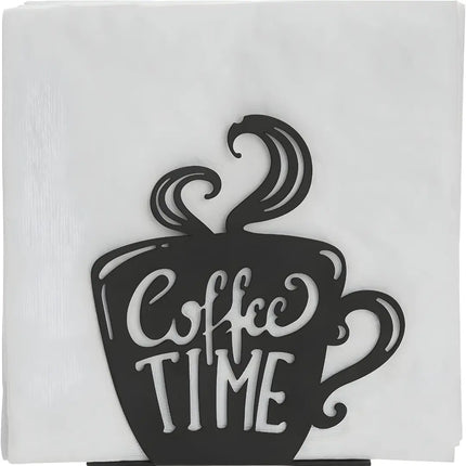 Coffee Time Iron Wall Mounted Tissue Stand – Matte Black Decor