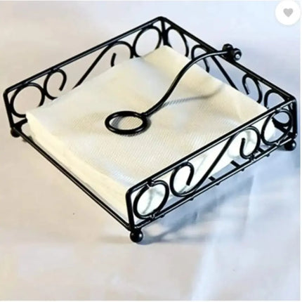 Multi-Purpose Black Metal Napkin & Utensil Holder