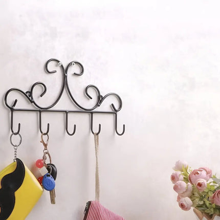 Punch-Free Over-the-Door Iron Hook Rack – 5 Hooks for Clothes,