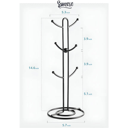 Decorme MugNest™ Countertop Tree Rack – Metal Black