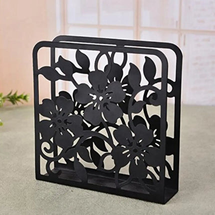 Black Iron Flower Napkin Holder – Elegant Tabletop Tissue Stand
