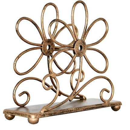 Golden Petal Tissue Stand – Vintage Flower Design