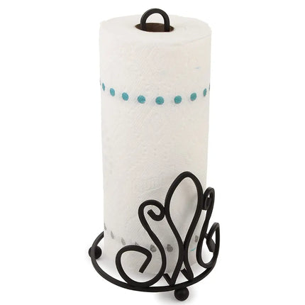 Wall Mounted Wrought Iron Paper Towel Holder – Black (Decorme)