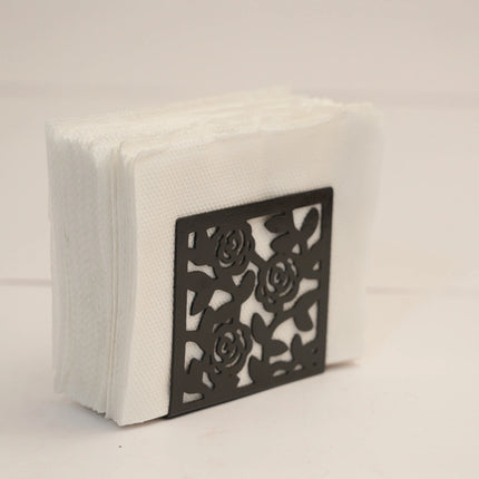 Black Iron Flower Napkin Holder – Elegant Tabletop Tissue Stand