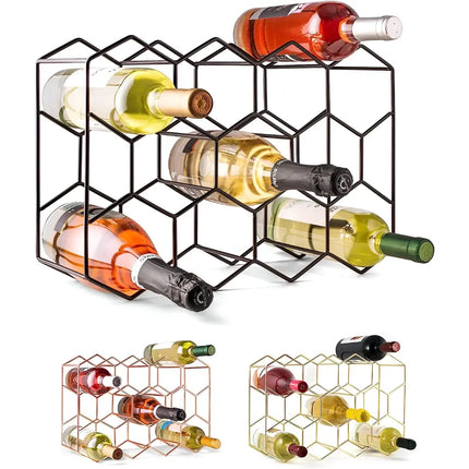Hexagon Design Wrought Iron Wine Rack