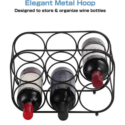 6-Bottle Wrought Iron Tabletop Wine Rack – Stylish,