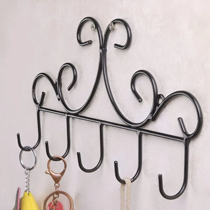 Punch-Free Over-the-Door Iron Hook Rack – 5 Hooks for Clothes,