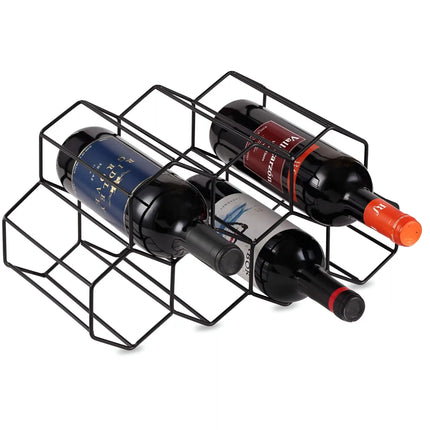 7-Bottle Honeycomb Design Wrought Iron Wine Rack
