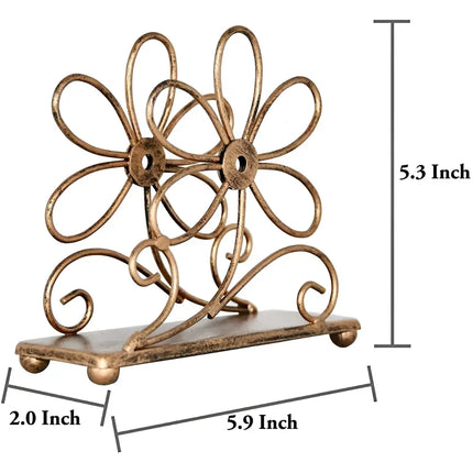 Golden Petal Tissue Stand – Vintage Flower Design