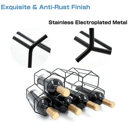 7-Bottle Honeycomb Design Wrought Iron Wine Rack