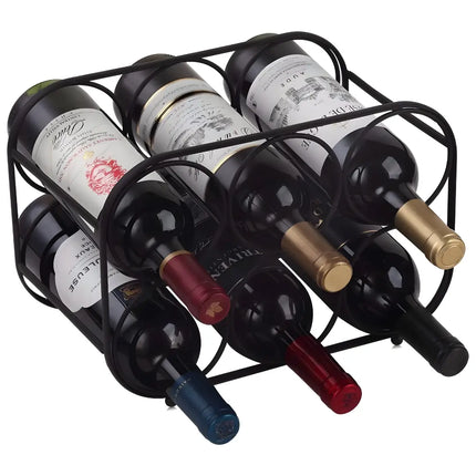 6-Bottle Wrought Iron Tabletop Wine Rack – Stylish,